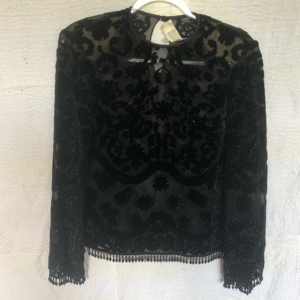 Black vintage Badgley Mishka velvet beaded top